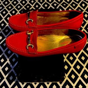 MARC JOSEPH RED LOAFERS SIZE 10 worm once LIKE NEW